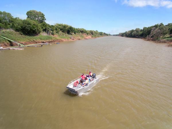 Boat, drone, daly river